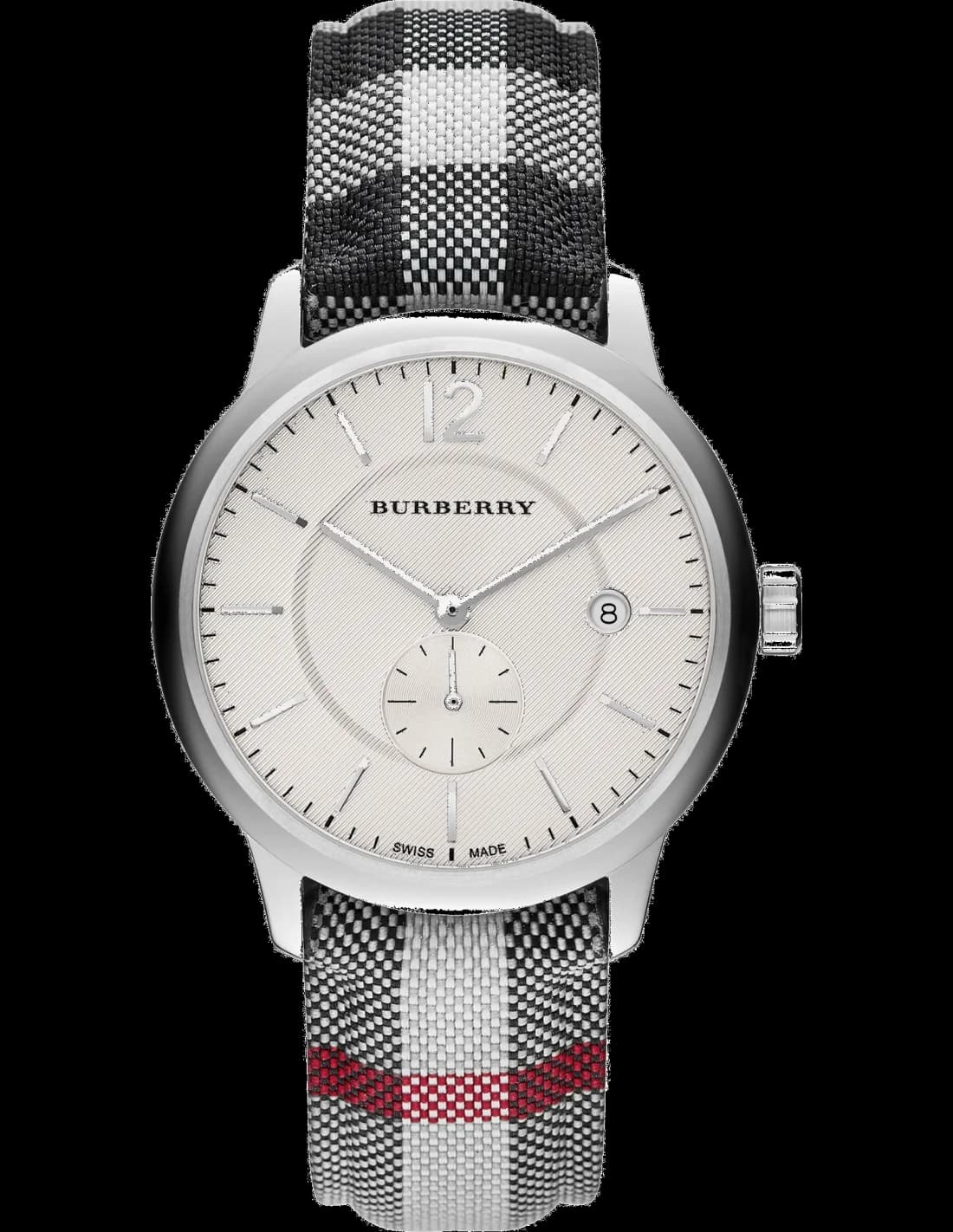 Montre Burberry BU10002 homme cadran argent bracelet nylon