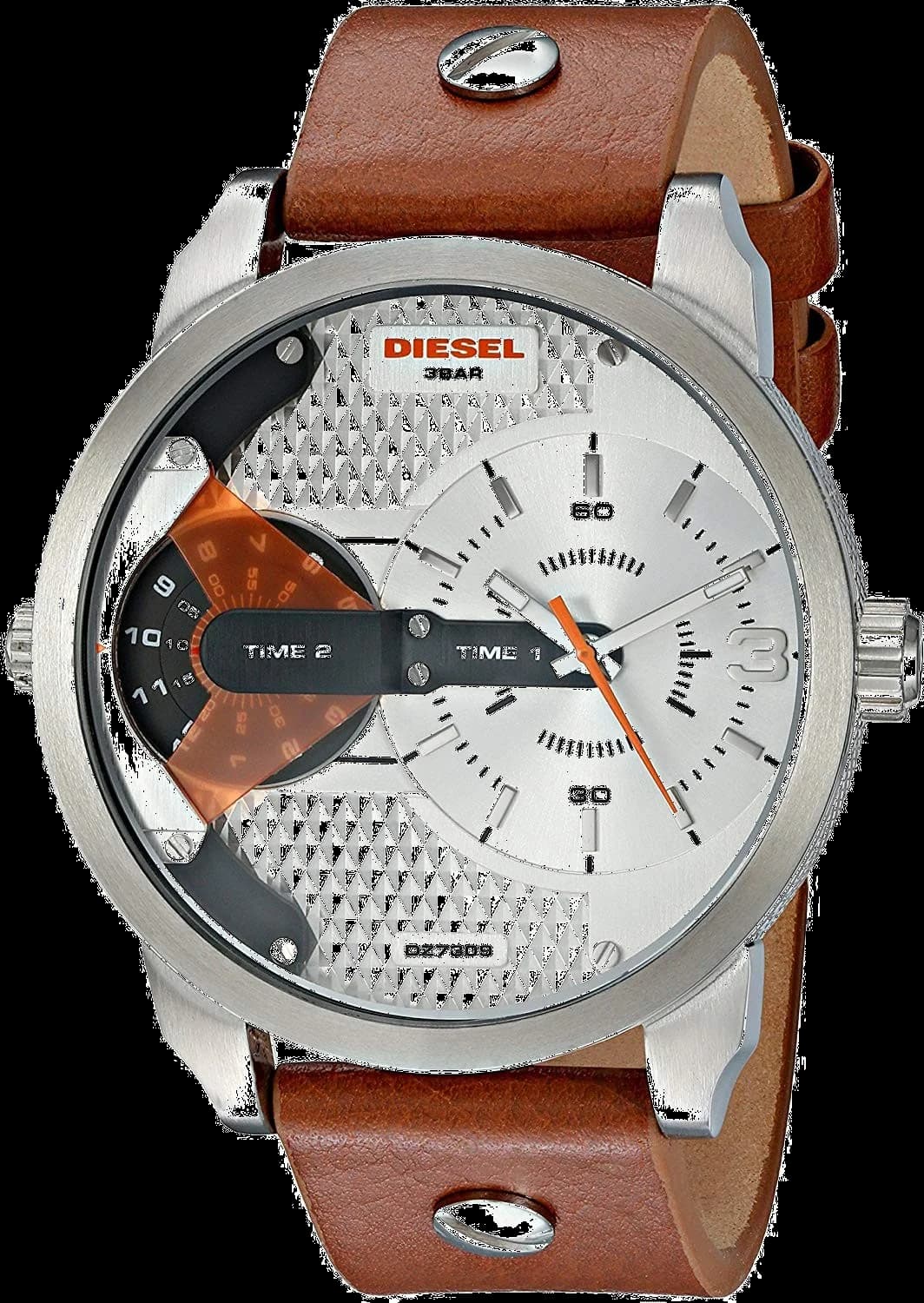 Montre Diesel DZ7309 homme cadran argent bracelet cuir