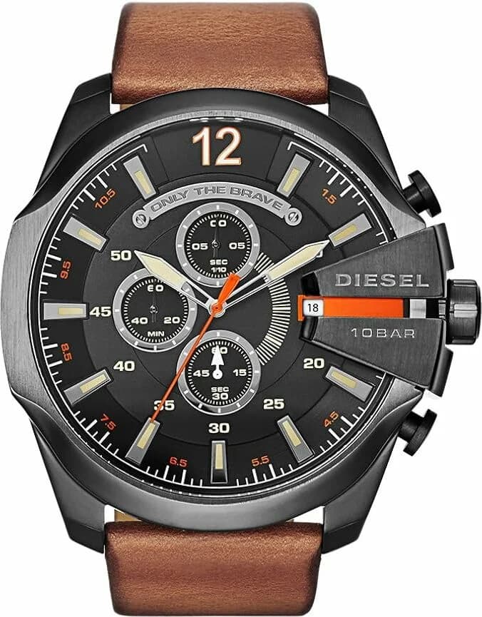 Montre Diesel DZ7415 Boltdown Multi-Cadrans en Cuir Noir