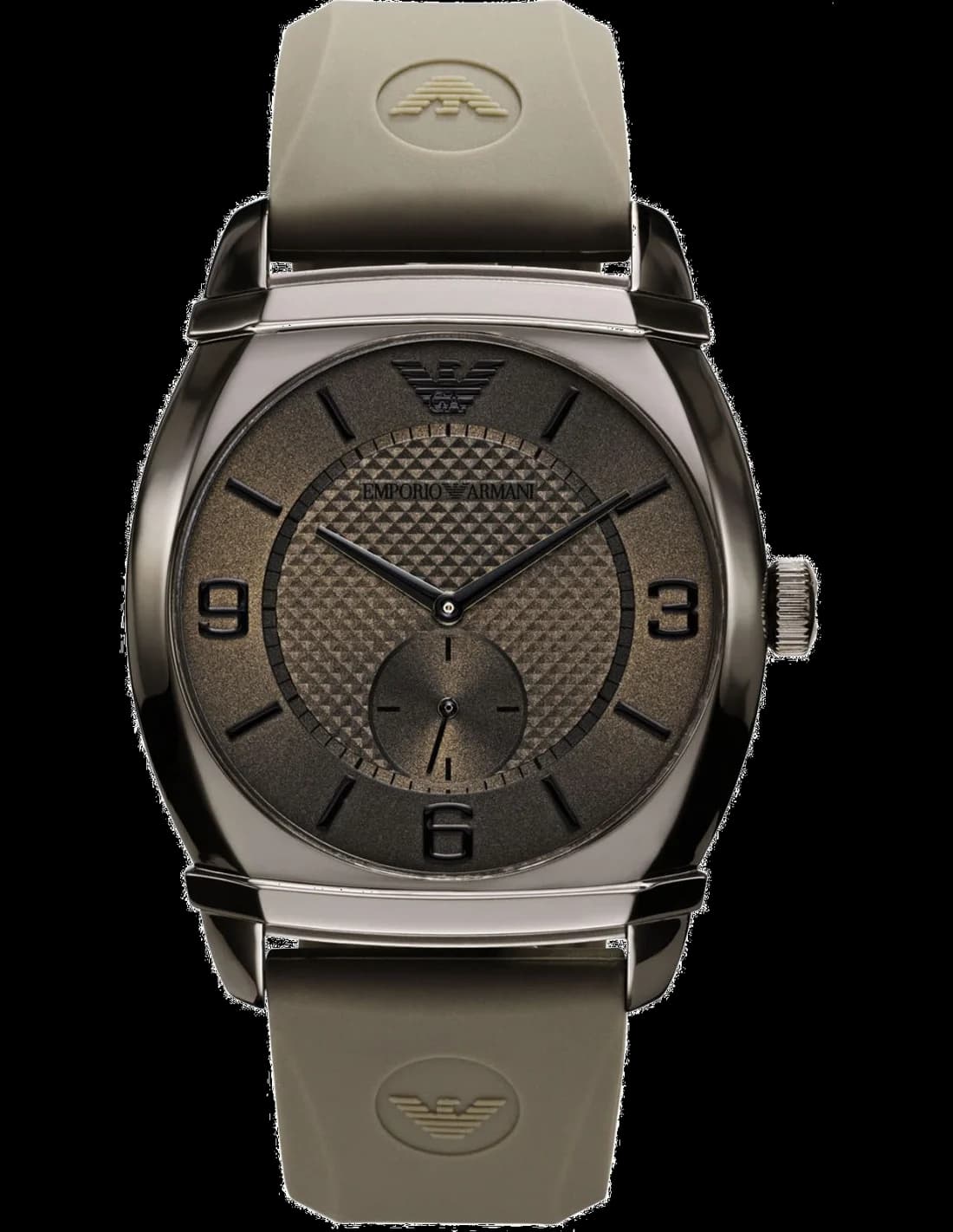 Montre Emporio Armani AR0341 cadran noir soleillé avec index bâtons et aiguilles lumineuses, style classique sport chic
