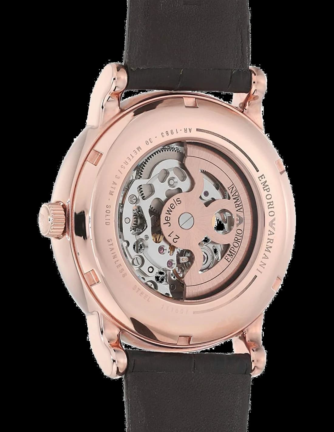 Montre Emporio Armani AR60007 Meccanico cuir marron bracelet boucle ardillon