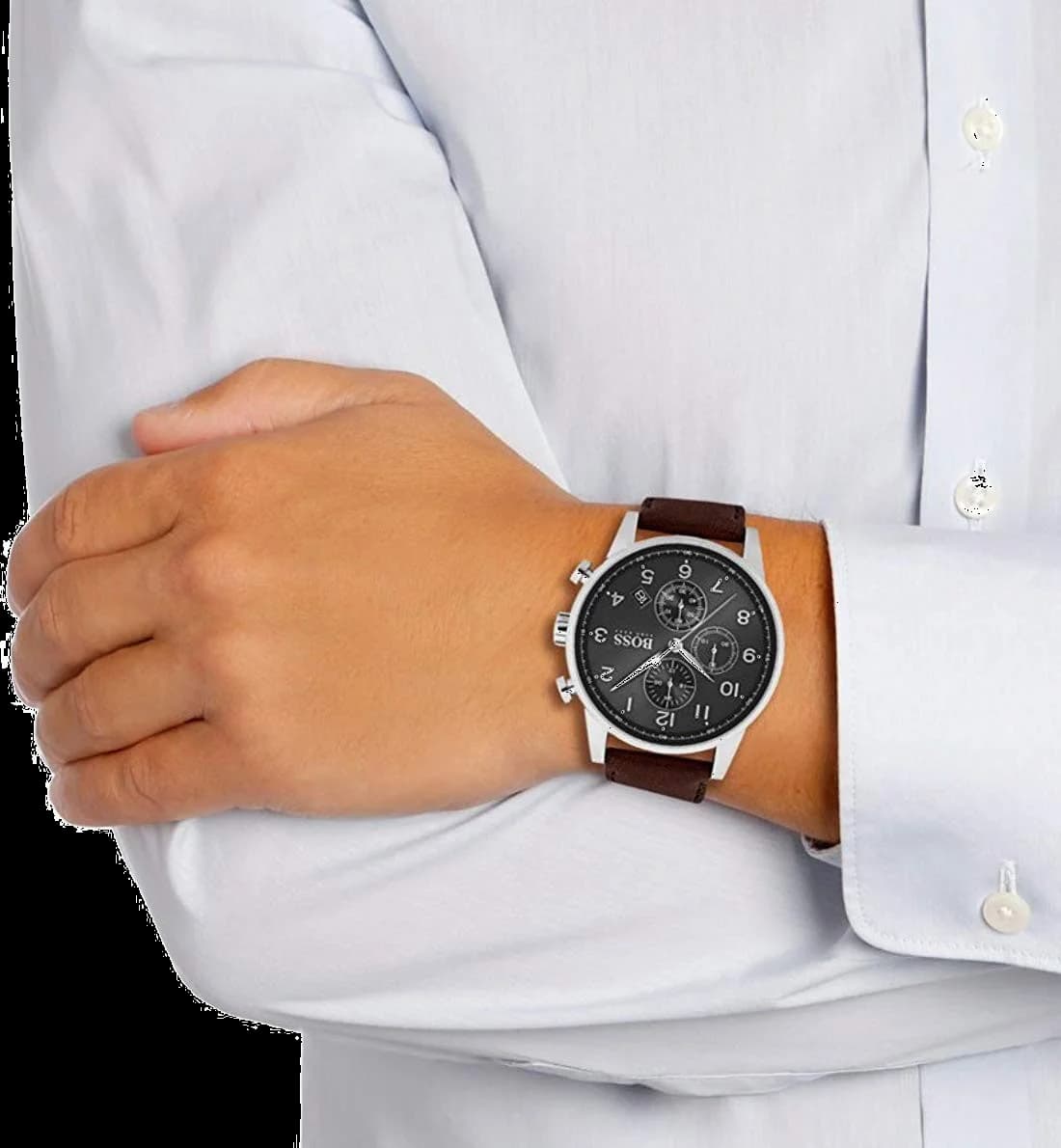Montre Hugo Boss Navigator 1513494 boîtier argent acier inoxydable fermeture boucle