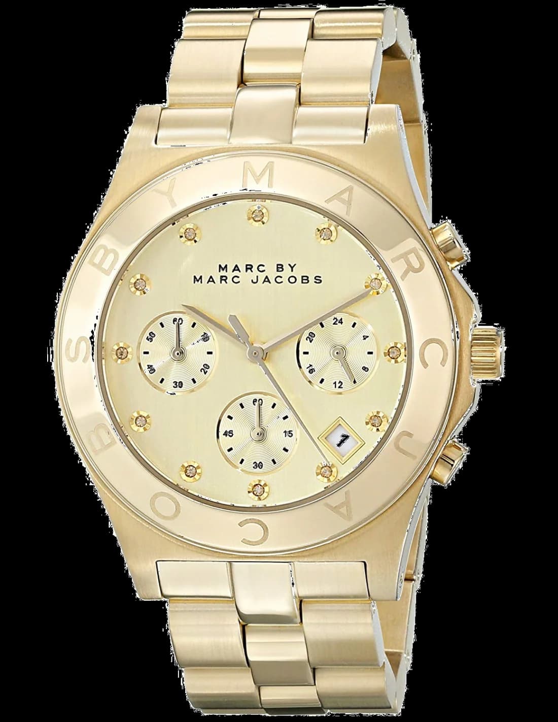 Montre Marc Jacobs MBM3101 Chronographe Doré à Maillons Brossés et Polis