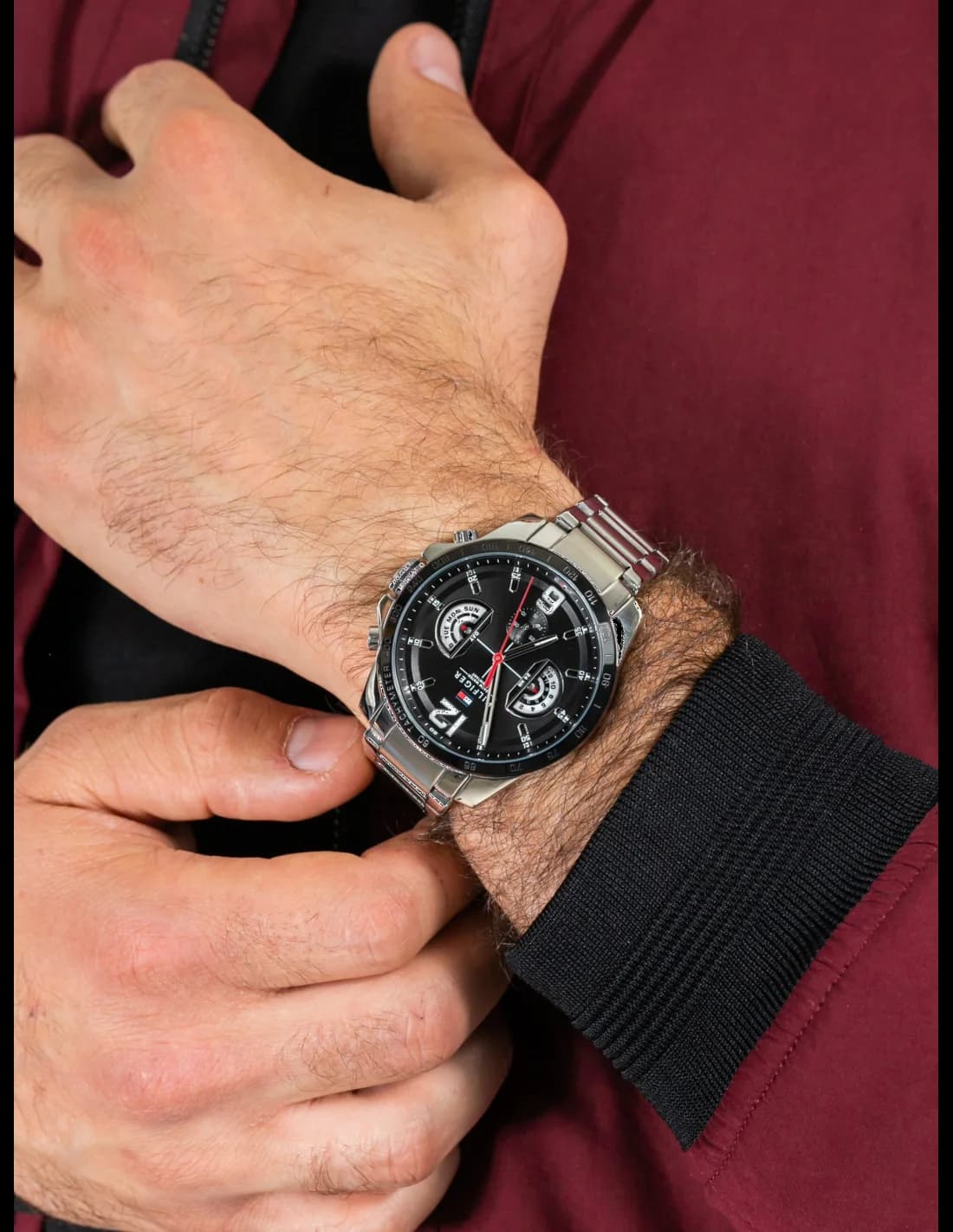 Montre Tommy Hilfiger 1791472 homme détail cadran noir
