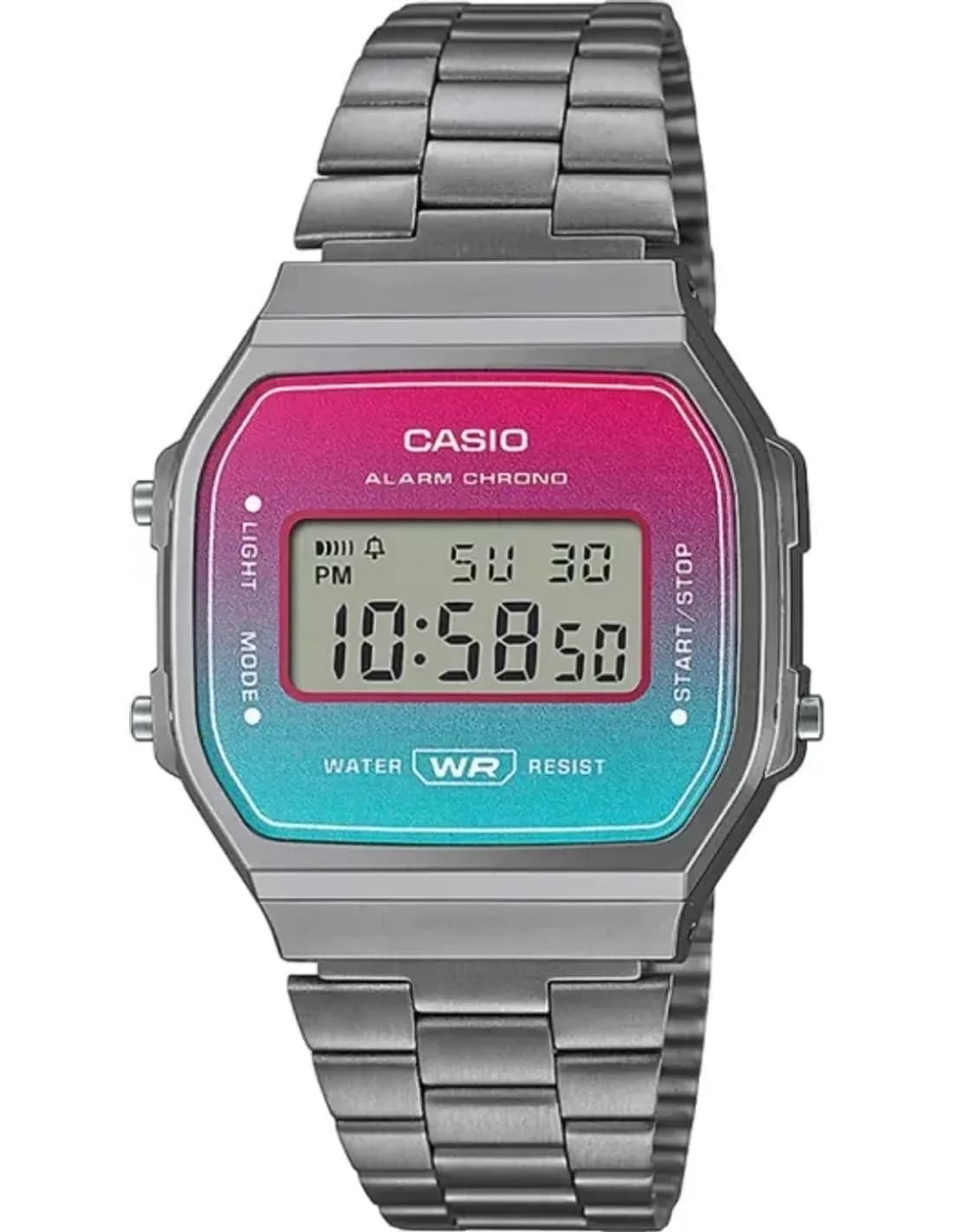Montre Casio A168WERB-2AEF Anthracite Cadran Turquoise et Rose