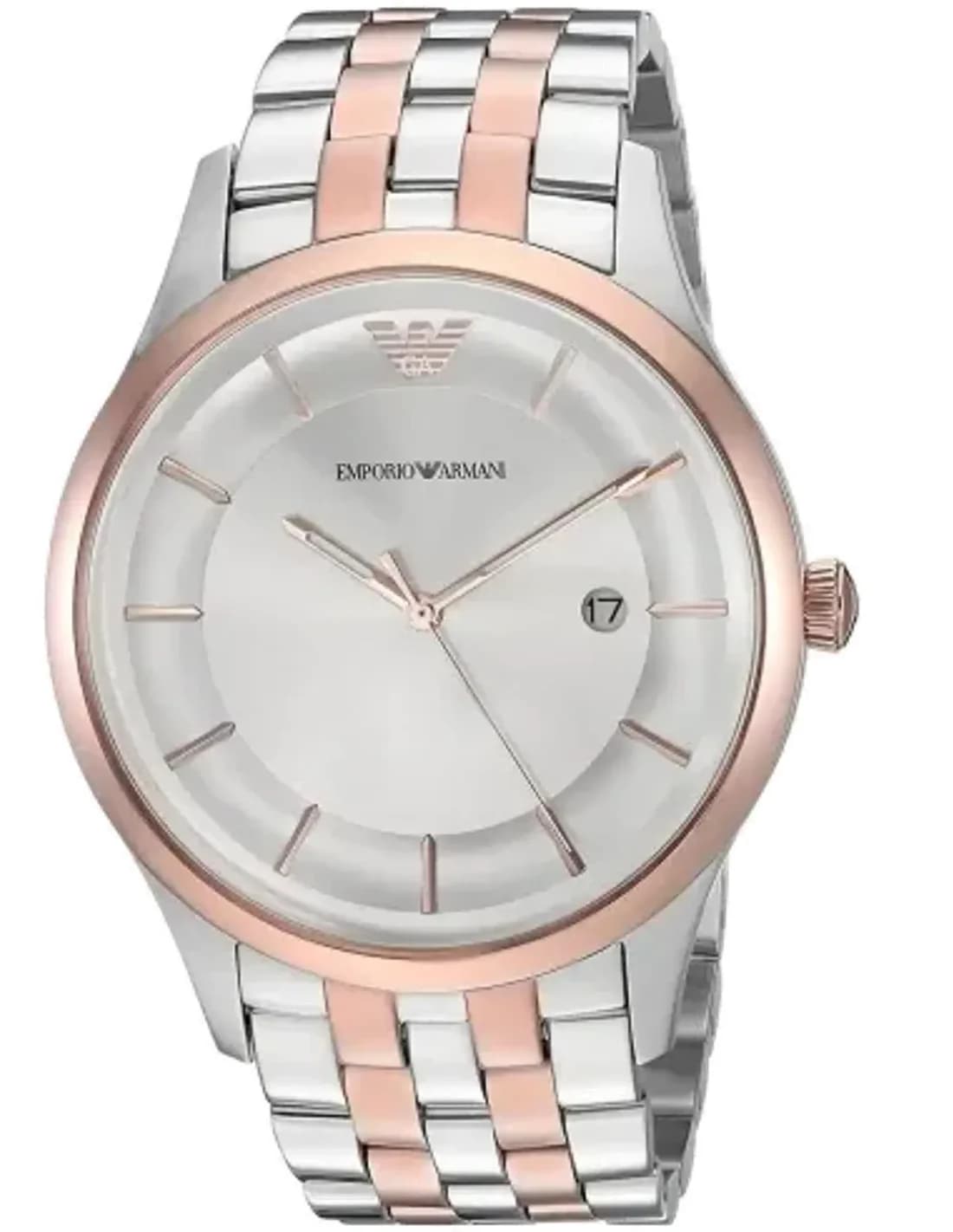 Montre Emporio Armani AR11044 en Acier Argenté avec Cadran Gris et Détails Or Rose