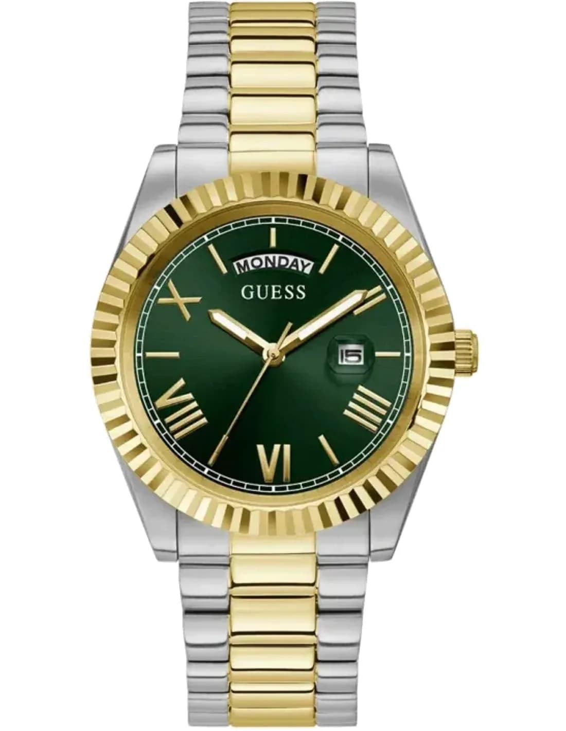 Montre Homme Guess Connoisseur GW0265G8 bracelet acier bicolore cadran vert