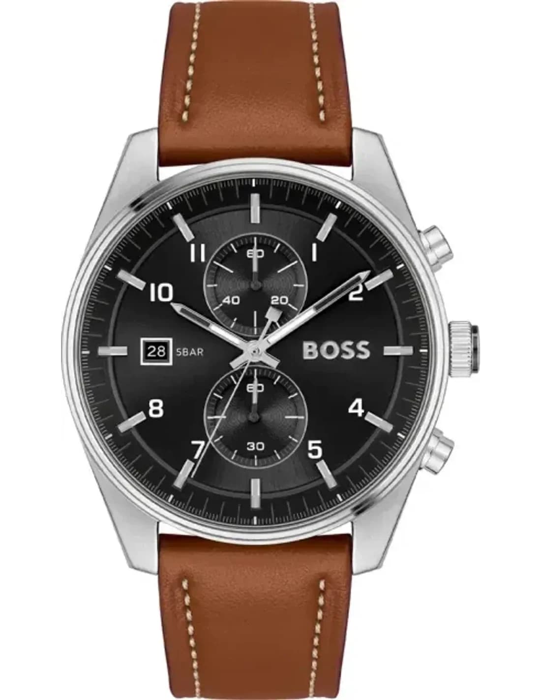 Montre Hugo Boss 1514161 Skytraveller Chronographe en Acier et Cuir Marron