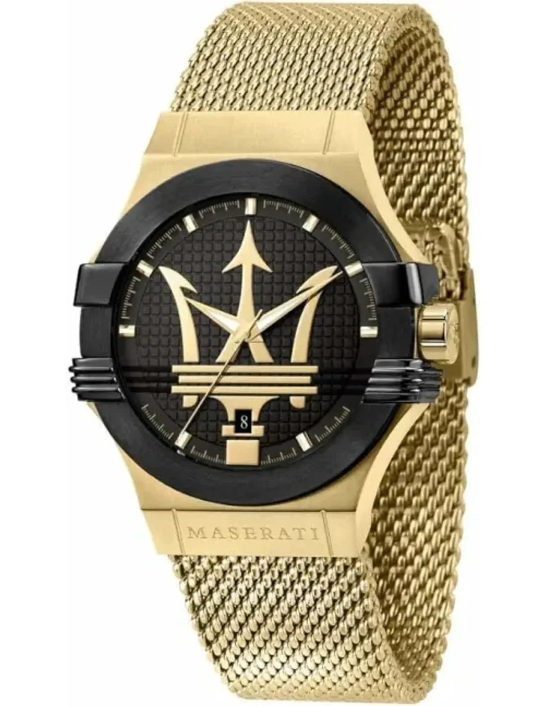 Montre Maserati Potenza R8853108006 acier doré bracelet en maille milanaise